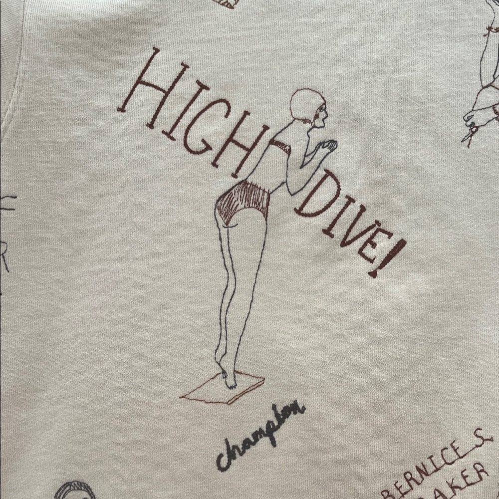 Graphic Cream Crewneck Sweater with Illustrated Motifs {small stain} - Picture 15 of 16